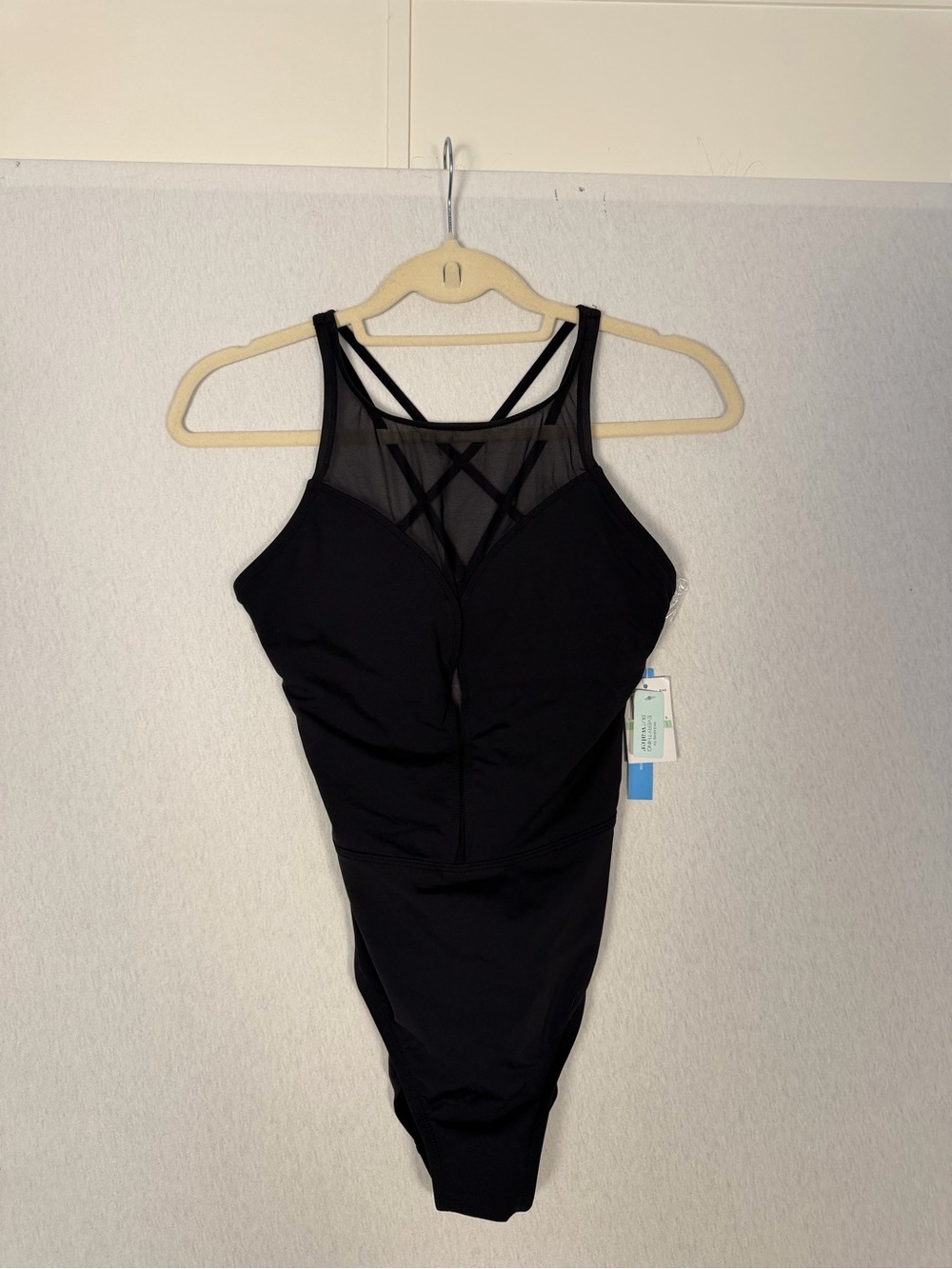 Bleu Rod Beattie Black High-Neck One-Piece with Mesh Yoke